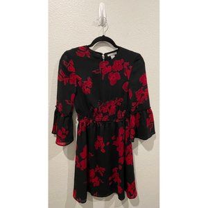 H&M Black And Red Floral Mini Dress